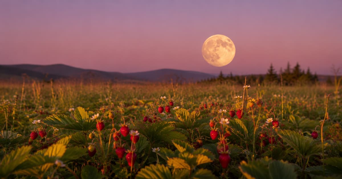 Strawberry Moon 2026 — Meaning, Energy and Reflection Ritual — AuraCosmus